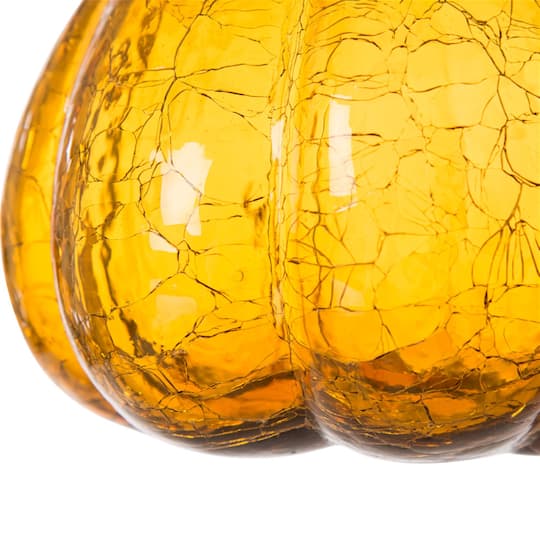 Glitzhome® Crackle Glass Pumpkin, Amber